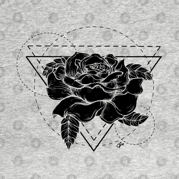 Rose Geometric accent design tattoo by Juliet & Gin